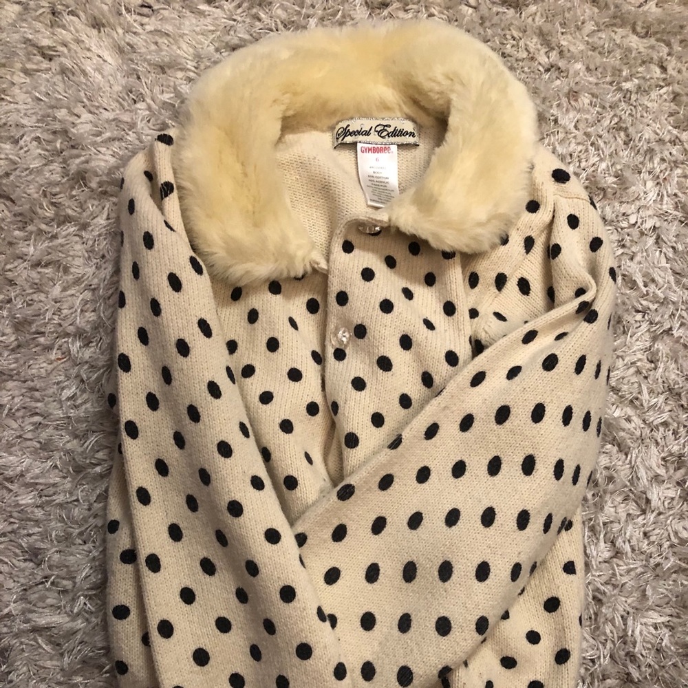 Polka Dots long sleeve with Fur collar
